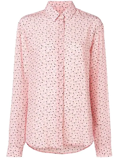 Shop Saint Laurent Star-print Long-sleeve Shirt In Pink
