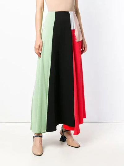 Shop Marni Colour Block Skirt In Y5024 Linden + Black + Stone White