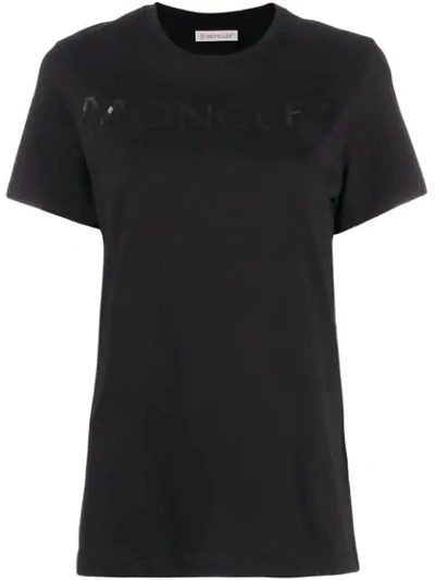 Shop Moncler Printed Logo T-shirt In Black