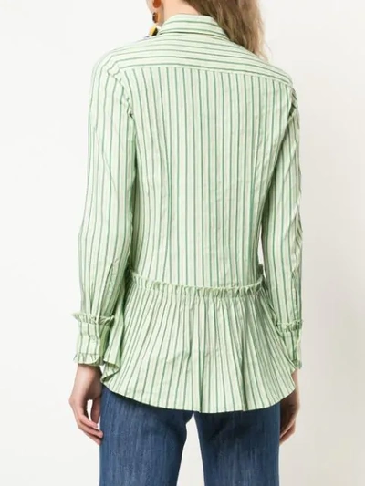 ALEXIS STRIPED PEPLUM SHIRT - 白色