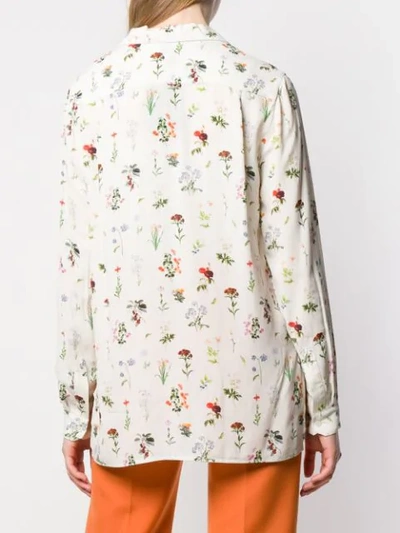 Shop Fay Floral Print Shirt In Neutrals