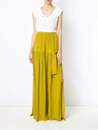 Shop Adriana Degreas Silk Maxi Skirt In Yellow