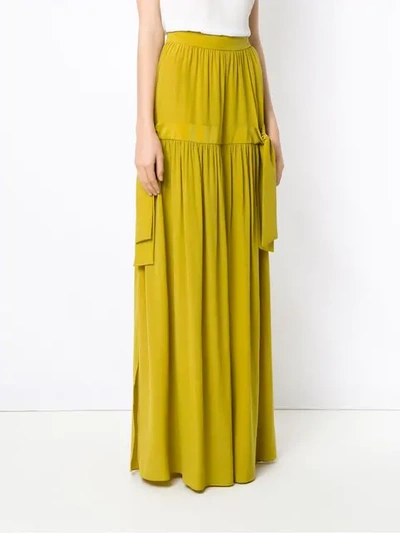 Shop Adriana Degreas Silk Maxi Skirt In Yellow
