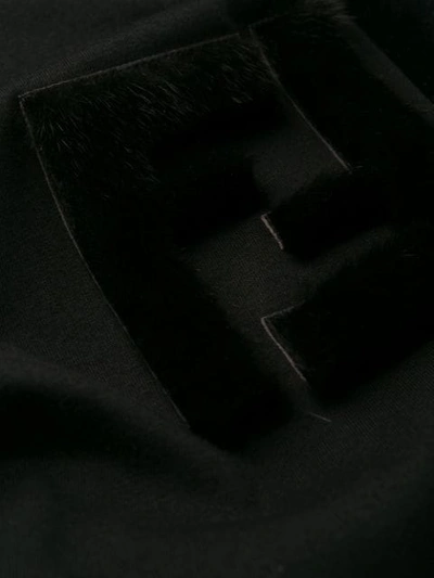 Shop Fendi Mink Fur Detailed Logo T-shirt In Black