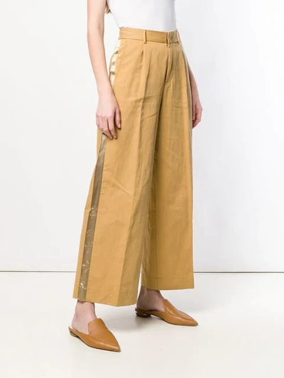 Shop Forte Forte Side Panel Wide Leg Trousers In Yellow