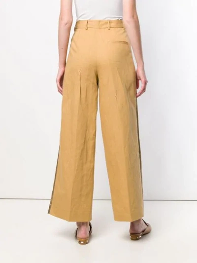 Shop Forte Forte Side Panel Wide Leg Trousers In Yellow