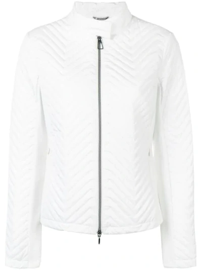 Shop Geox Chevron Quilted Jacket In White