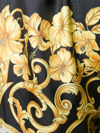 Shop Versace Baroque Print Silk Trousers In Black