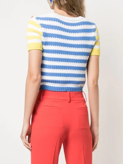 Shop Alice And Olivia Ciara Knitted Cropped Top In Multicolour