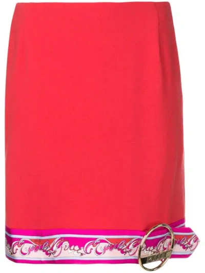 Shop Emilio Pucci Red Contrast Hemline Mini Skirt In Pink
