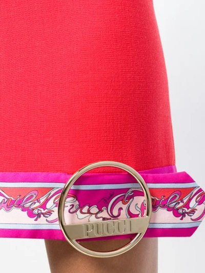 Shop Emilio Pucci Red Contrast Hemline Mini Skirt In Pink