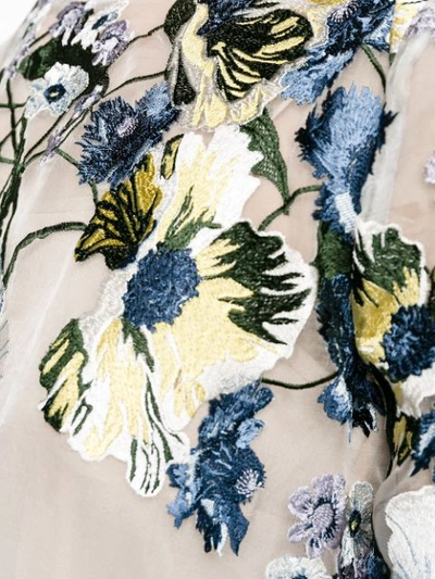 Shop Erdem Floral Embroidered Sheer Top In Neutrals