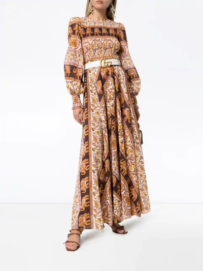 Shop Zimmermann Suraya Elephant-paisley Maxi Dress In Brown