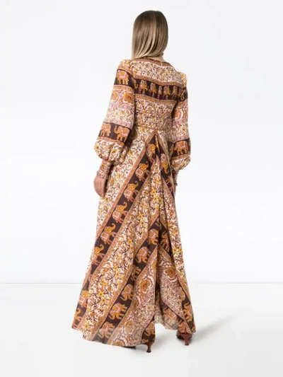 Shop Zimmermann Suraya Elephant-paisley Maxi Dress In Brown