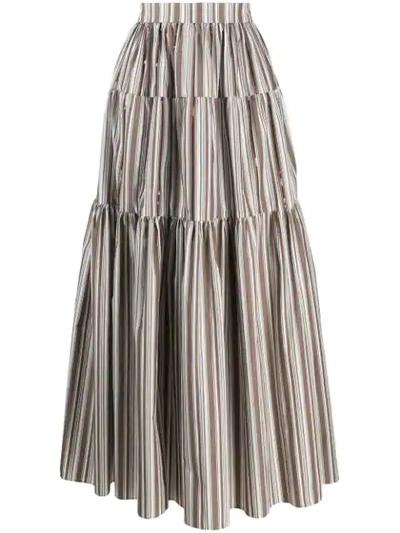 Shop Brunello Cucinelli Maxi Peasant Skirt In Brown