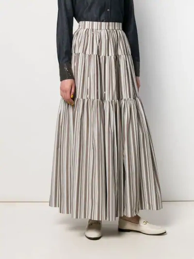 Shop Brunello Cucinelli Maxi Peasant Skirt In Brown