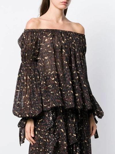 Shop Ulla Johnson Printed Off The Shoulder Top In Black