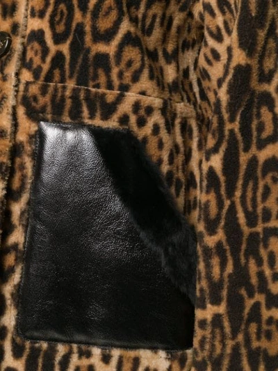 Shop Yves Salomon Leopard Shearling Coat In Brown ,black