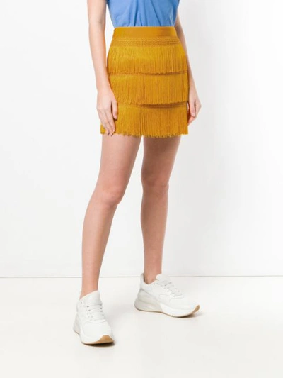 Shop Alberta Ferretti Fringed Mini Skirt - Yellow