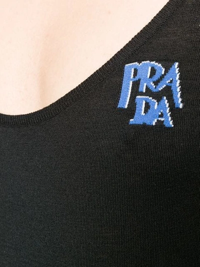 Shop Prada Intarsia Knit Vest In Black