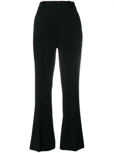 Shop Gucci Crop Flare Tailored Trousers In Black