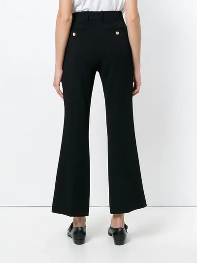 Shop Gucci Crop Flare Tailored Trousers In Black