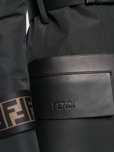 Shop Fendi Belted Ff Motif Overcoat In Black