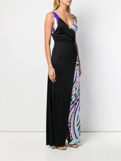 Shop Emilio Pucci Burle Print Gathered Silk Maxi Dress In Black