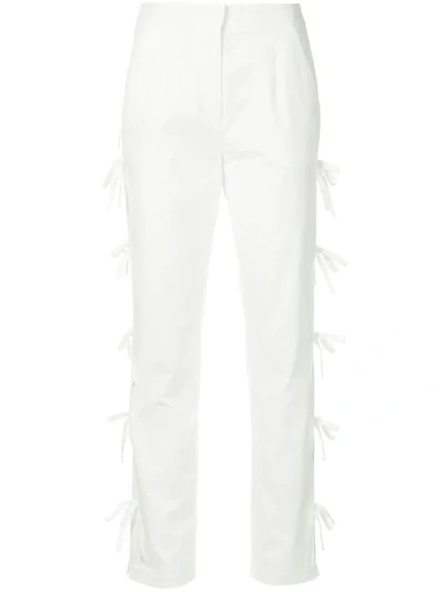 Shop Self-portrait Bow Tie Lined Trousers In White