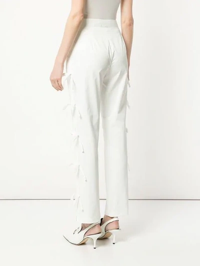 SELF-PORTRAIT 领结衬里设计长裤 - 白色