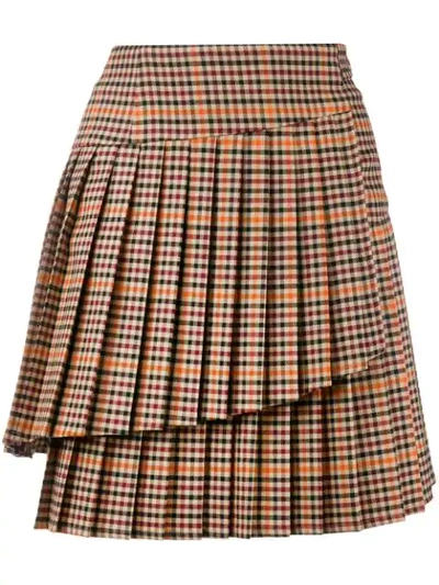 Shop P.a.r.o.s.h . Checked Mini Skirt - Brown