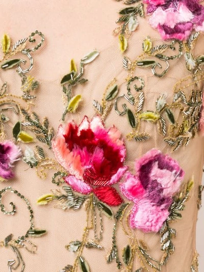 Shop Marchesa Layered Floral Gown In Neutrals