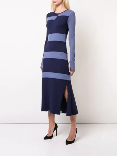 Shop Kimora Lee Simmons Stripped Knit Dress In Blue