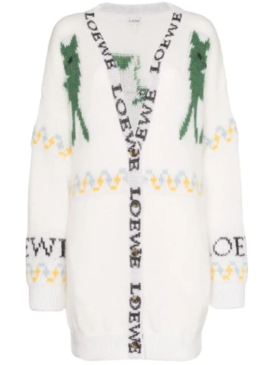 Shop Loewe Oversized Logo-intarsia Cardigan In 2370 Ecru