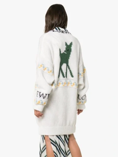 LOEWE OVERSIZED LOGO INTARSIA CARDIGAN - 白色