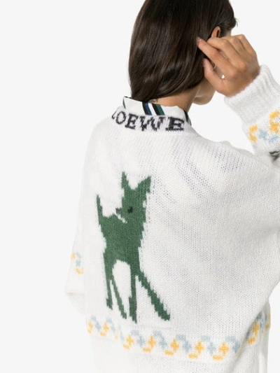 LOEWE OVERSIZED LOGO INTARSIA CARDIGAN - 白色