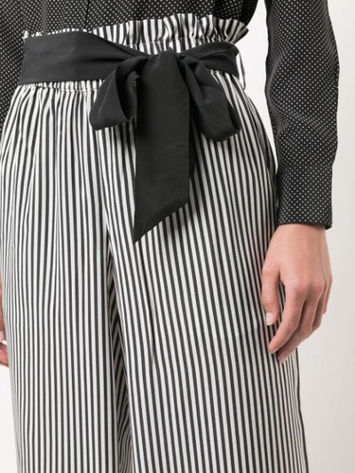 Shop Asceno Striped Wide Leg Trousers In White