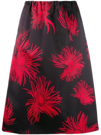 Shop N°21 Floral Print A-line Skirt In Black