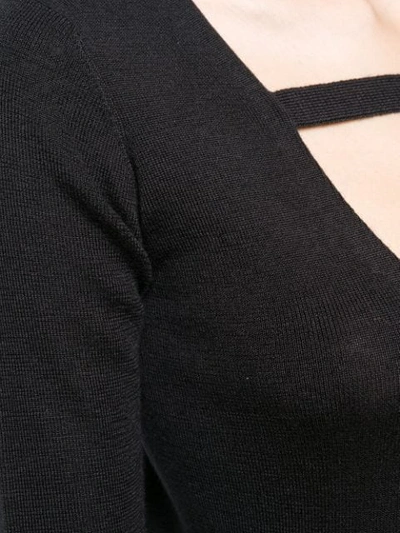 Shop Prada Strap Detail Neckline Top In Black