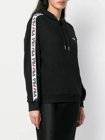 Shop Fila Logo Tape Hoodie In Black