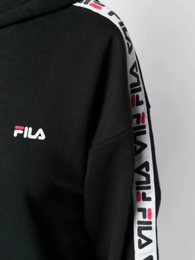 Shop Fila Logo Tape Hoodie In Black