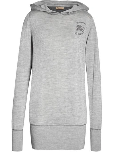 Shop Burberry Logo Print Cashmere Hoodie In Grey