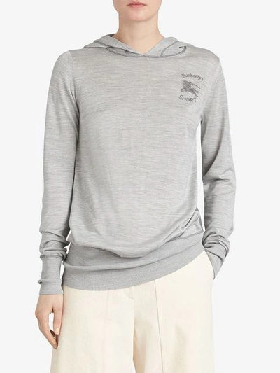 Shop Burberry Logo Print Cashmere Hoodie In Grey