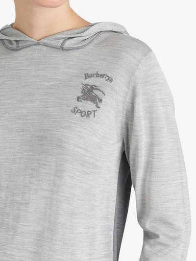 Shop Burberry Logo Print Cashmere Hoodie In Grey
