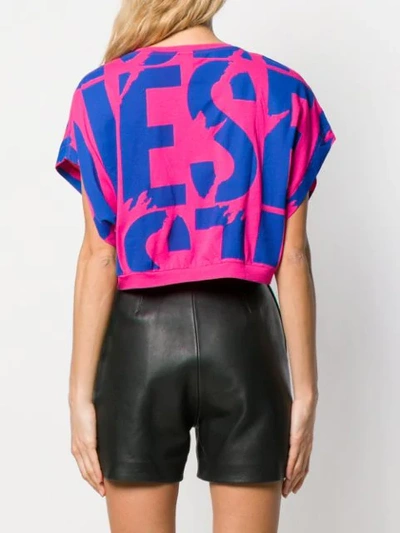 Shop Diesel Cropped Logo Print T In Pink