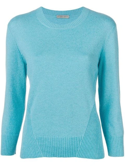 Shop Bottega Veneta Ribbed Round Neck Jumper In Blue