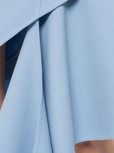 Shop Oscar De La Renta Long Sleeve Asymmetric Dress In Blue