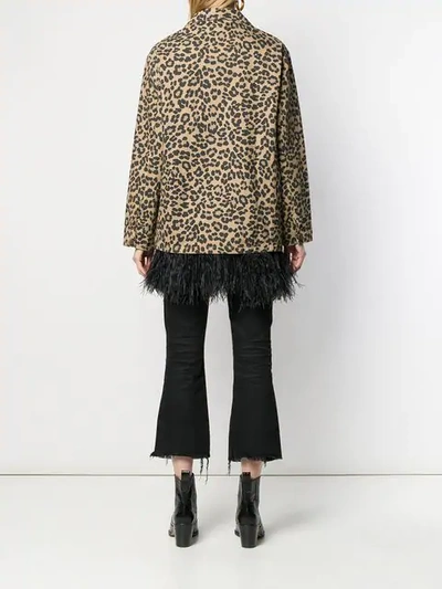 Simonetta Ravizza Feather Trim Leopard Print Coat - Neutrals In Neutrals