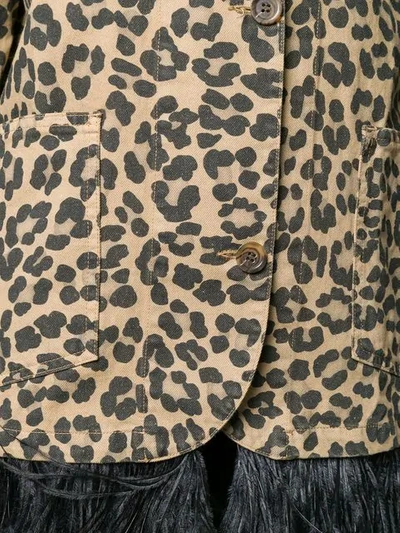 Simonetta Ravizza Feather Trim Leopard Print Coat - Neutrals In Neutrals