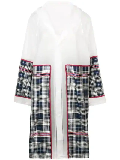 Shop Antonio Marras Hooded Tartan Raincoat In White